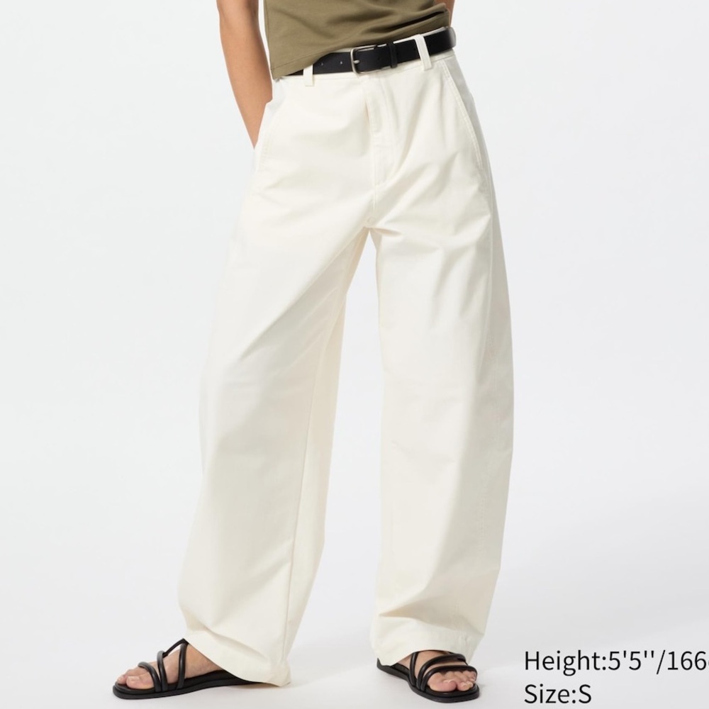 Uniqlo cream ivory white jersey barrel wide leg pants NWT XL